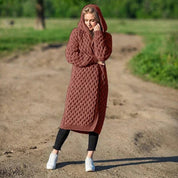 Keli | Cozy Long Knit Hooded Cardigan for Cold Days