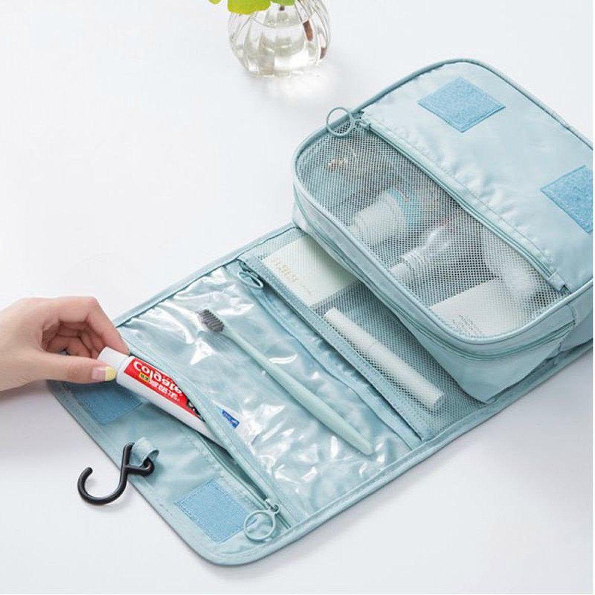 Nadia Light Blue Travel Toilet Bag with Practical Hook