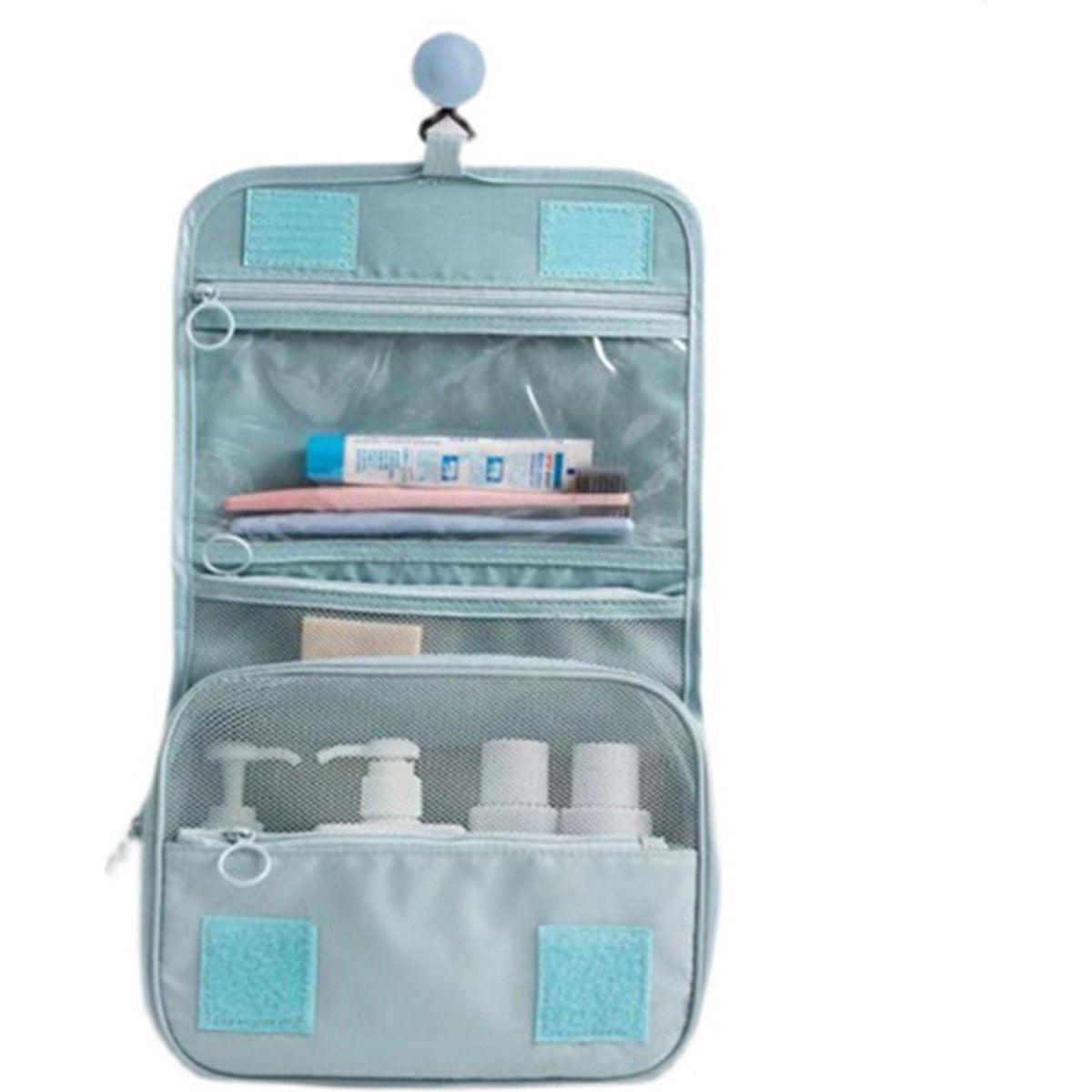 Nadia Light Blue Travel Toilet Bag with Practical Hook