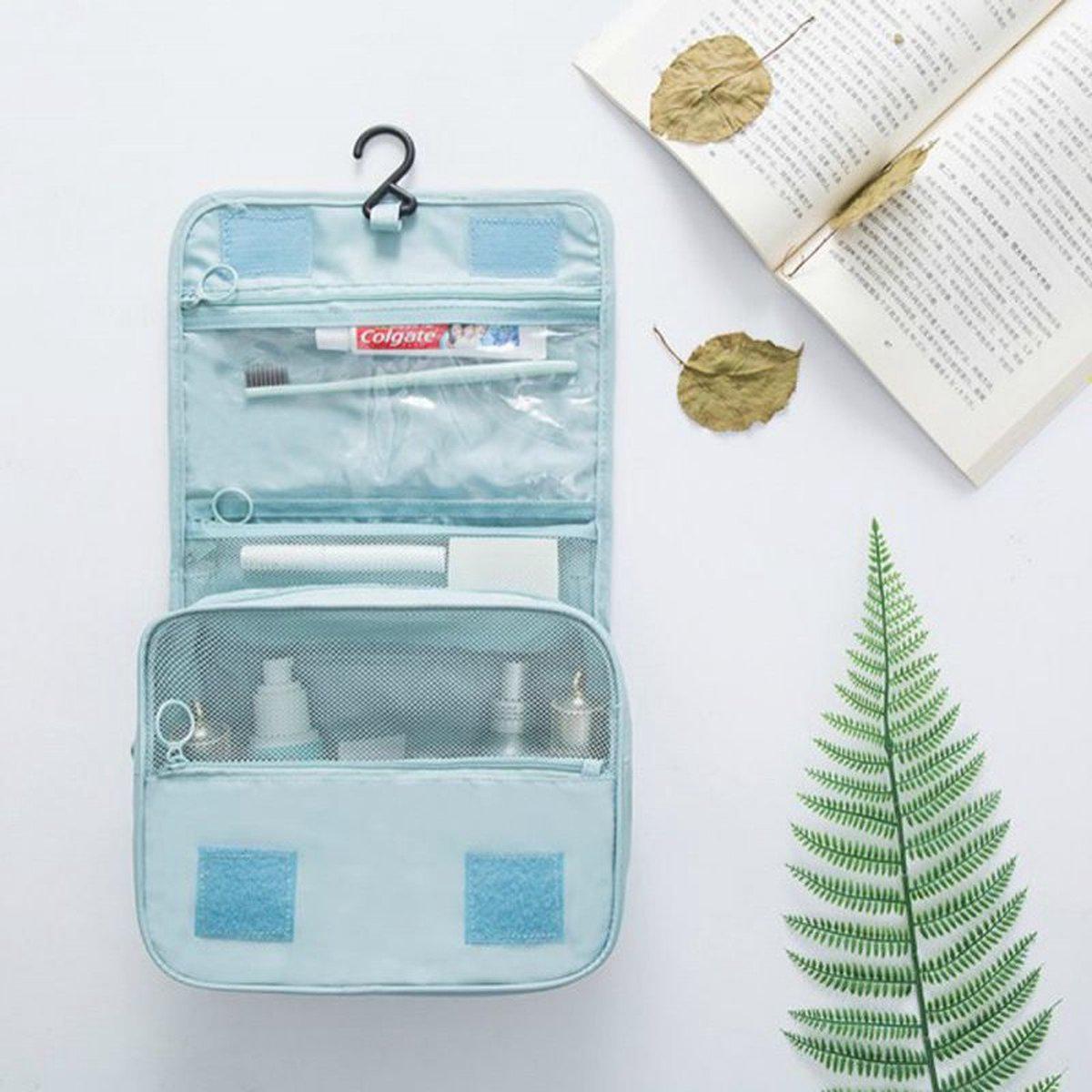Nadia Light Blue Travel Toilet Bag with Practical Hook