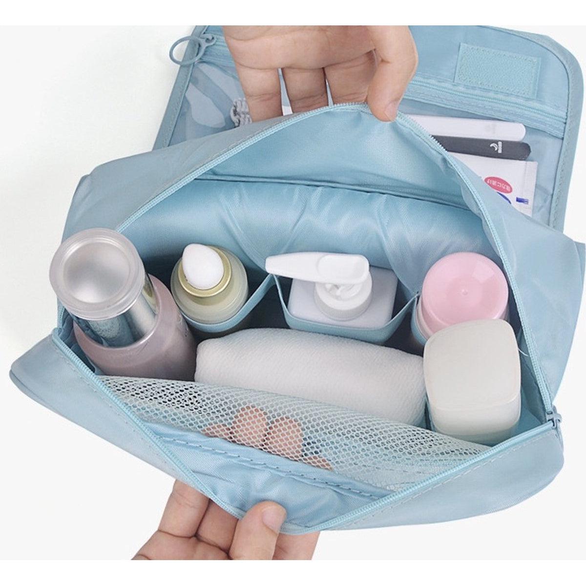 Nadia Light Blue Travel Toilet Bag with Practical Hook