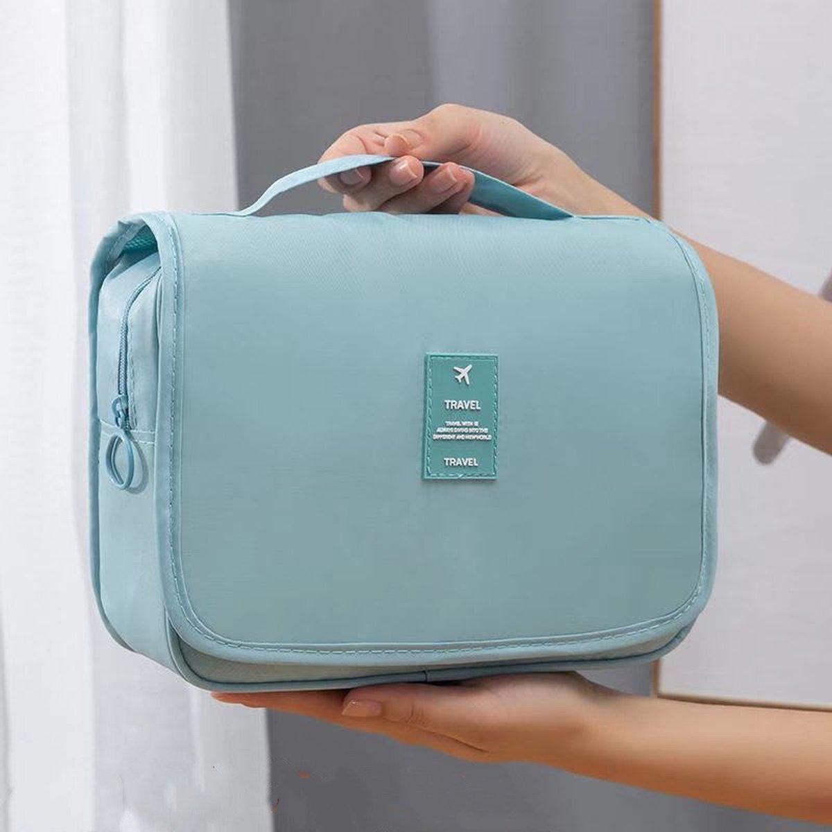 Nadia Light Blue Travel Toilet Bag with Practical Hook