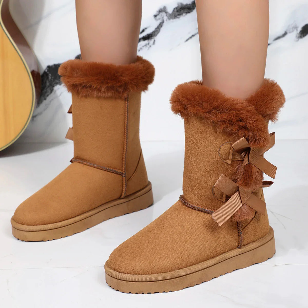 DES | Women's Winter Boots Plush - Warm Boots with Bow
