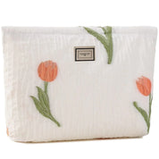 Nataly | Tulip Flower Quilted Canvas Cosmetic Makeup Bag