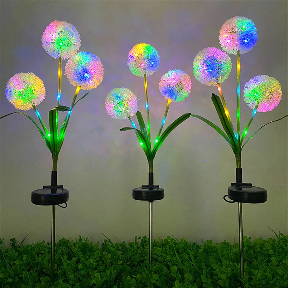 Solar Garden Lights - 3 Pack Dandelion Outdoor Decorative Solar LED Lights-2