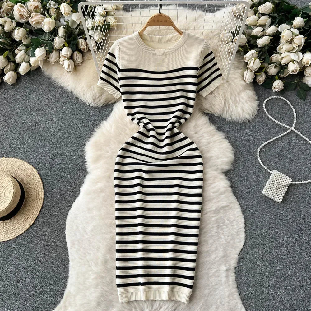 Adeline | Knitted Striped Beach Dress