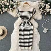 Adeline | Knitted Striped Beach Dress