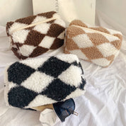 Jazmine | Checkered Soft Plush Makeup Bag