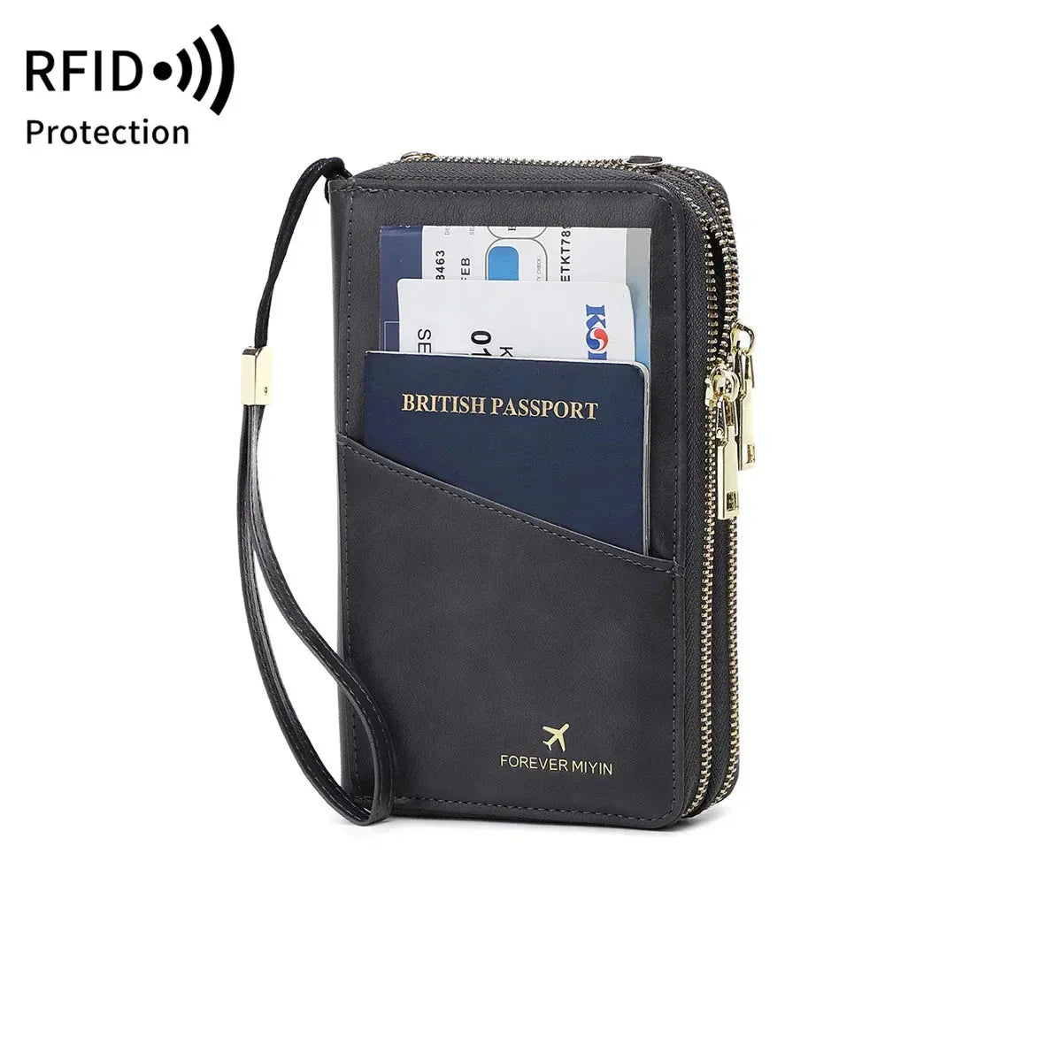 Valery | RFID-blocking passport holder with shoulder strap
