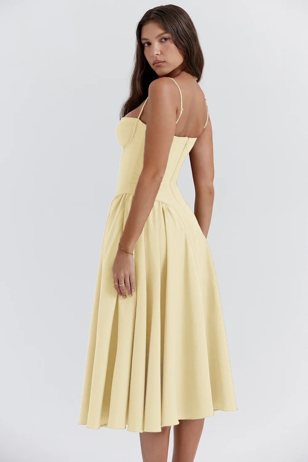 Talum | Chic Sleeveless Midi Sun Dress With Corset Fit