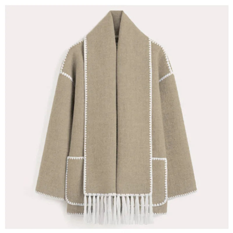 Hermia | Elegant Women's Coat with Scarf – Stylish Winter Coat