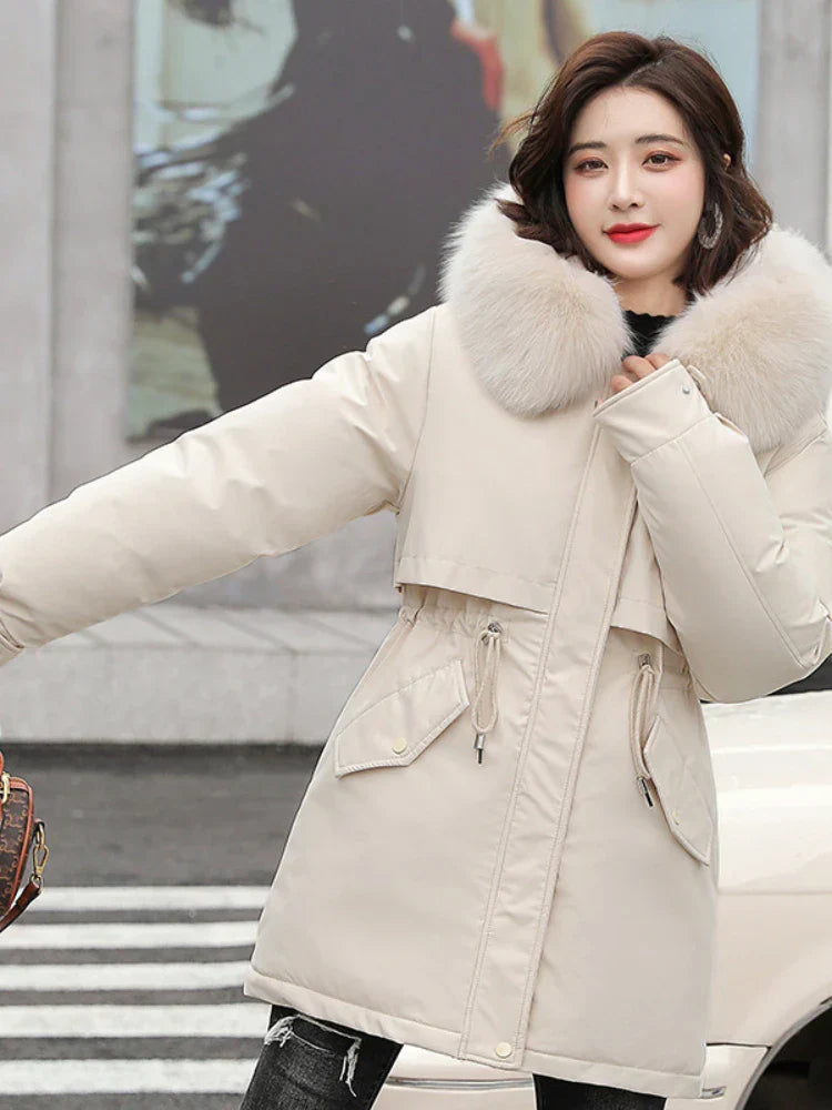 TILDA | Lined winter jacket with removable fur collar and hood