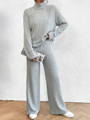 Knitted turtleneck and pants set for women - Shaira