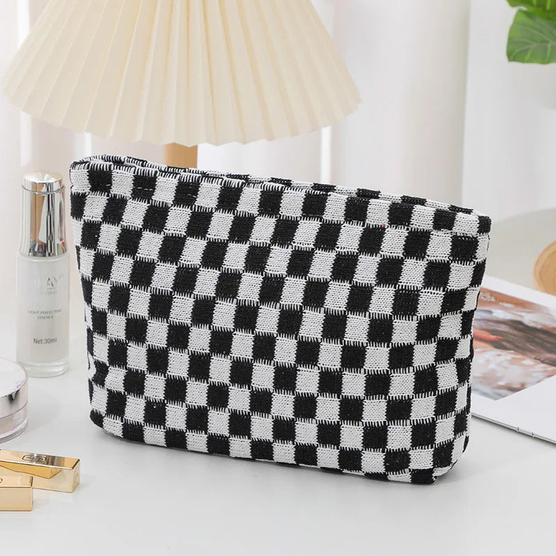 Ruthie | Checked Aesthetic Makeup Pouch
