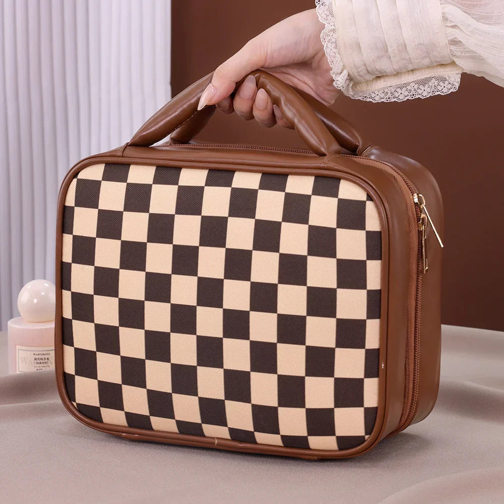 Sophia | Luxury Checkered Spacious Cosmetic Organizer