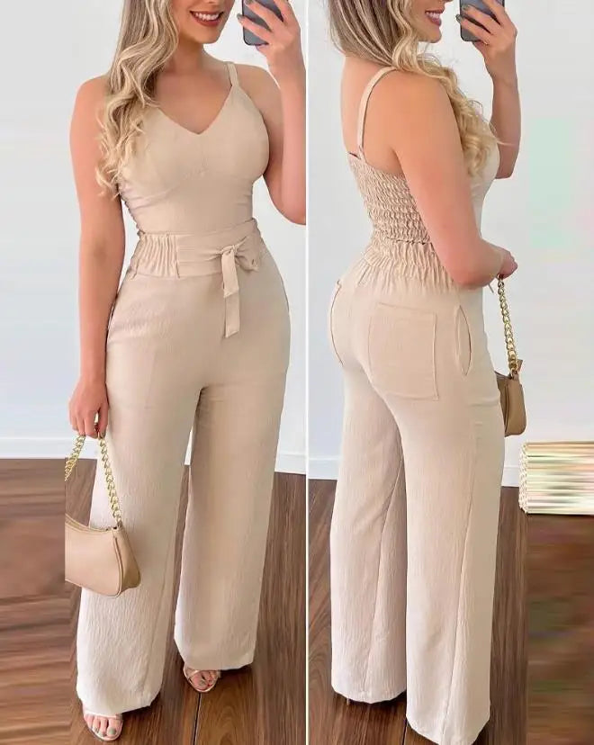 Sadie | Shirred Two-Piece Jumpsuit Set