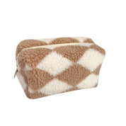 Jazmine | Checkered Soft Plush Makeup Bag