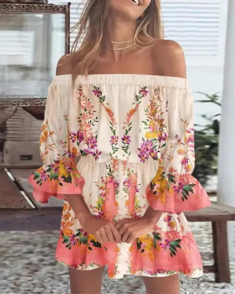 Enchanting Off-Shoulder Printed Dress by ELSIE