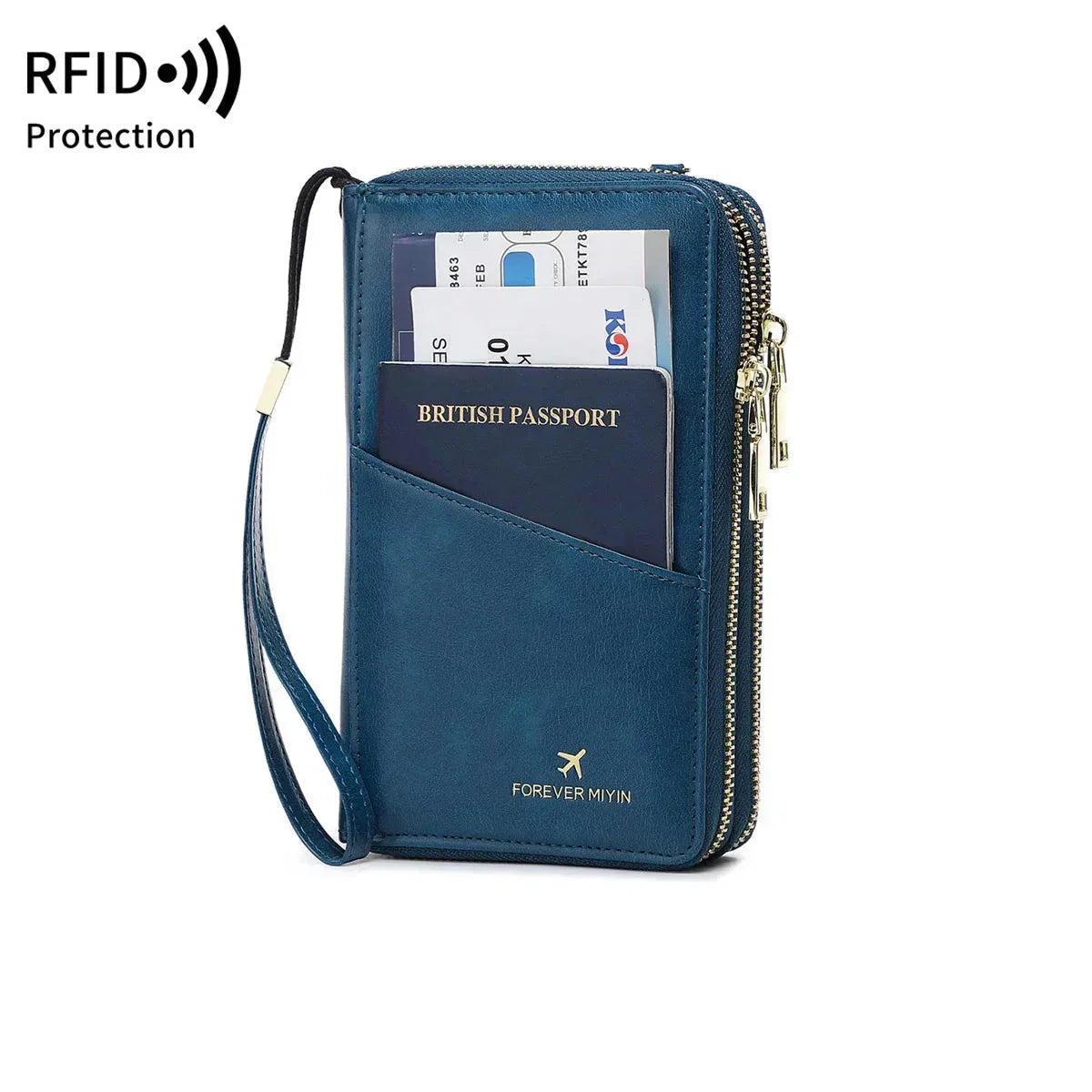 Valery | RFID-blocking passport holder with shoulder strap