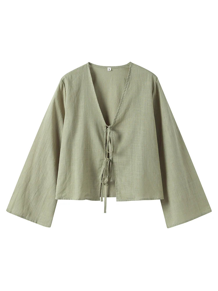 Eva | Lace-Up Long Sleeve Shirt