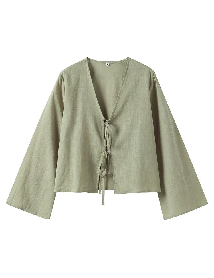 Eva | Lace-Up Long Sleeve Shirt