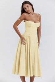 Talum | Chic Sleeveless Midi Sun Dress With Corset Fit