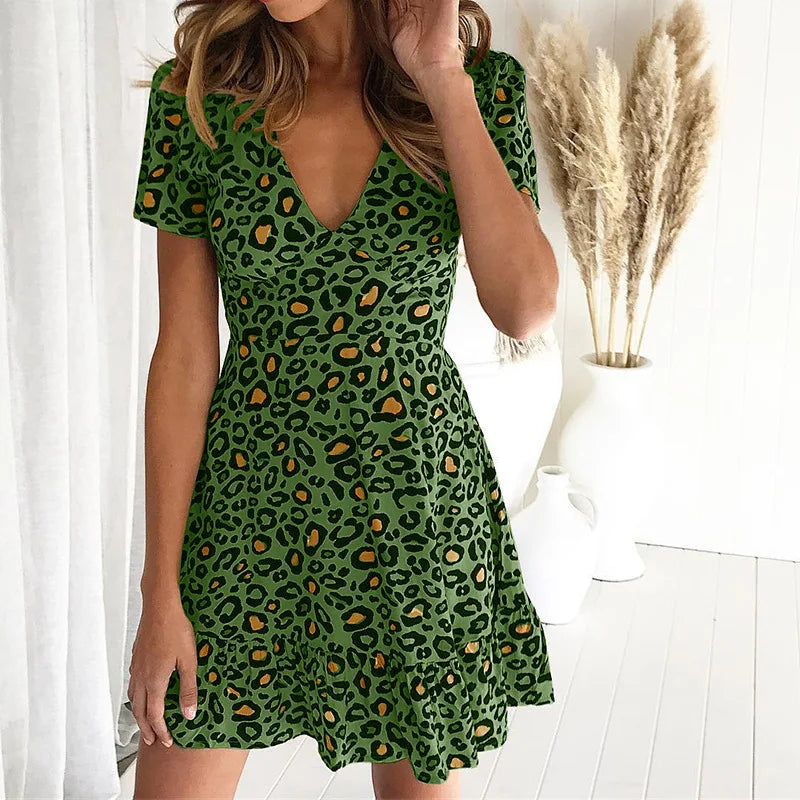 Mandi | Leopard Printed Mini Summer Dress