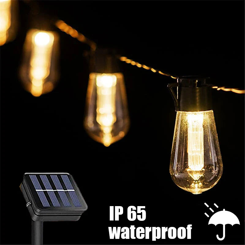 Solar String Lights - Waterproof Retro Edison Bulbs for Outdoor Party Decor-1