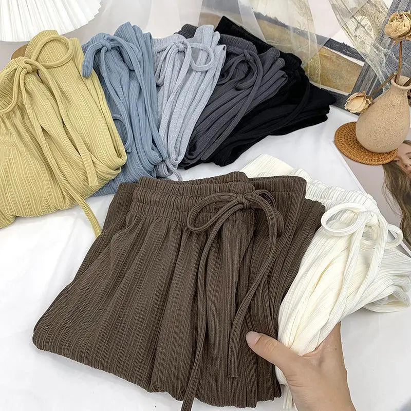 Allie| Vertical Stripe Drawstring Casual Trousers