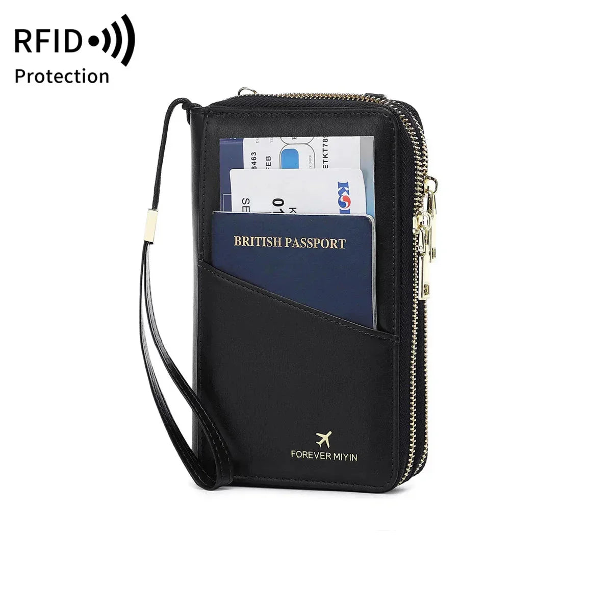 Valery | RFID-blocking passport holder with shoulder strap