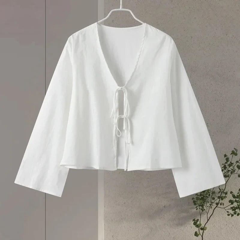 Eva | Lace-Up Long Sleeve Shirt
