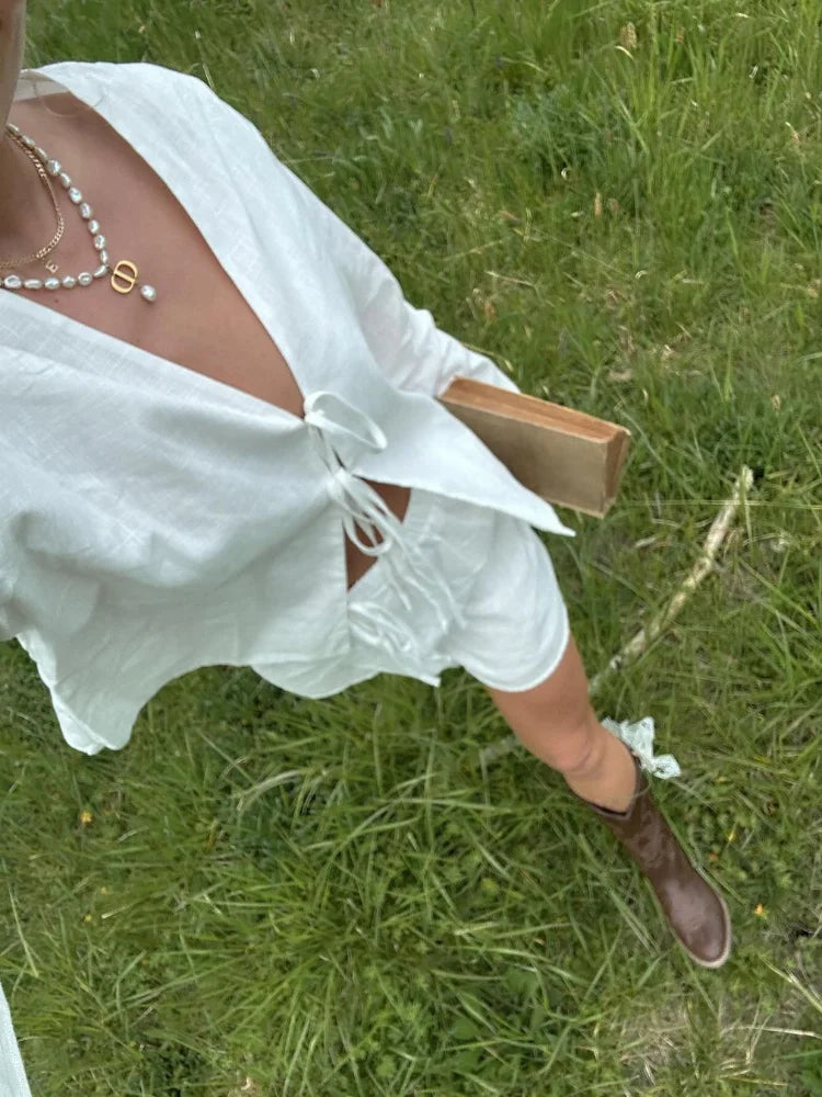 Eva | Lace-Up Long Sleeve Shirt