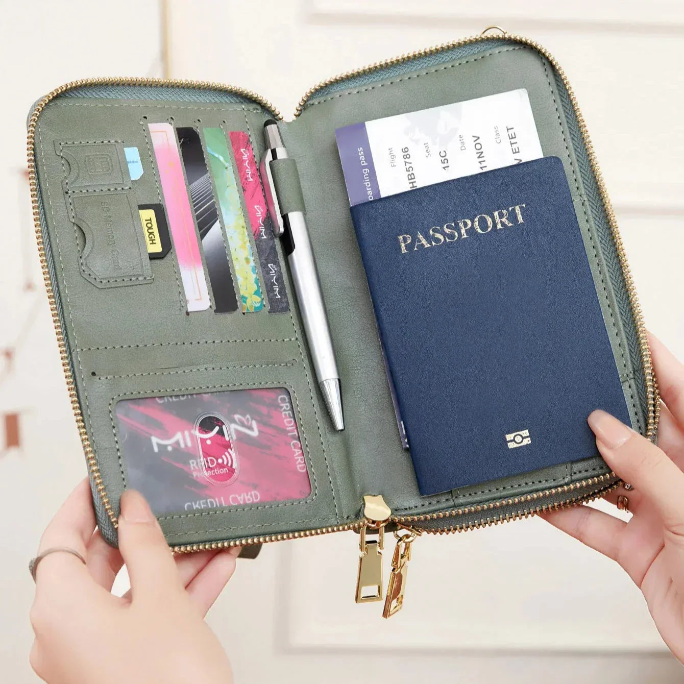 Valery | RFID-blocking passport holder with shoulder strap