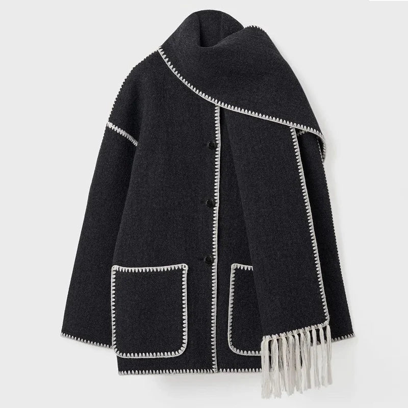 Hermia | Elegant Women's Coat with Scarf – Stylish Winter Coat