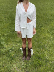 Eva | Lace-Up Long Sleeve Shirt