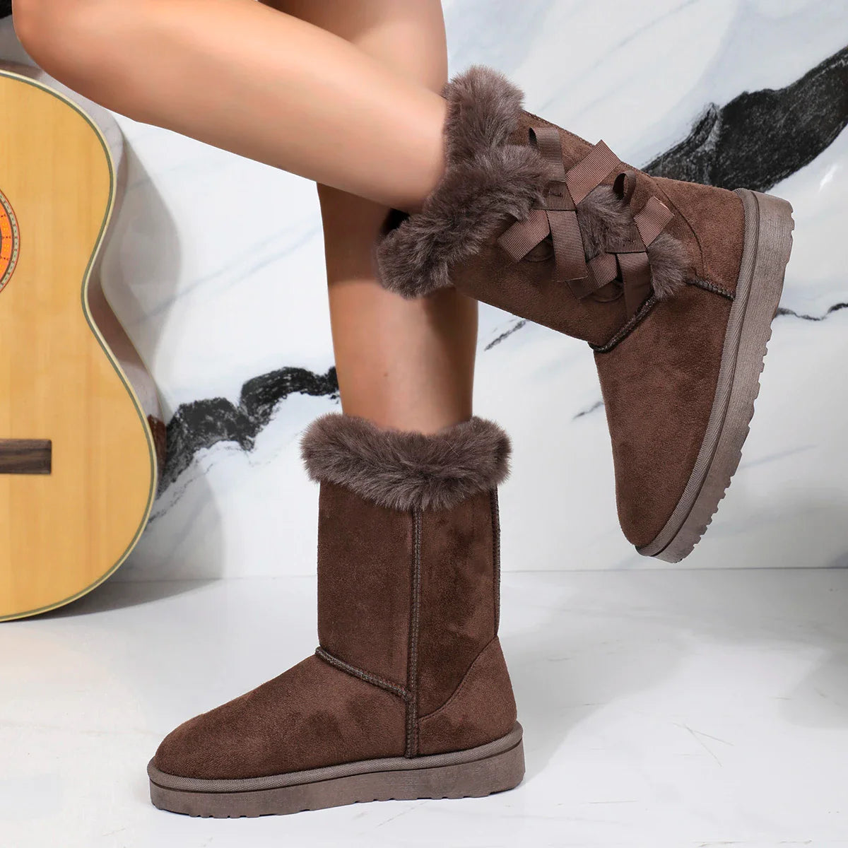 DES | Women's Winter Boots Plush - Warm Boots with Bow