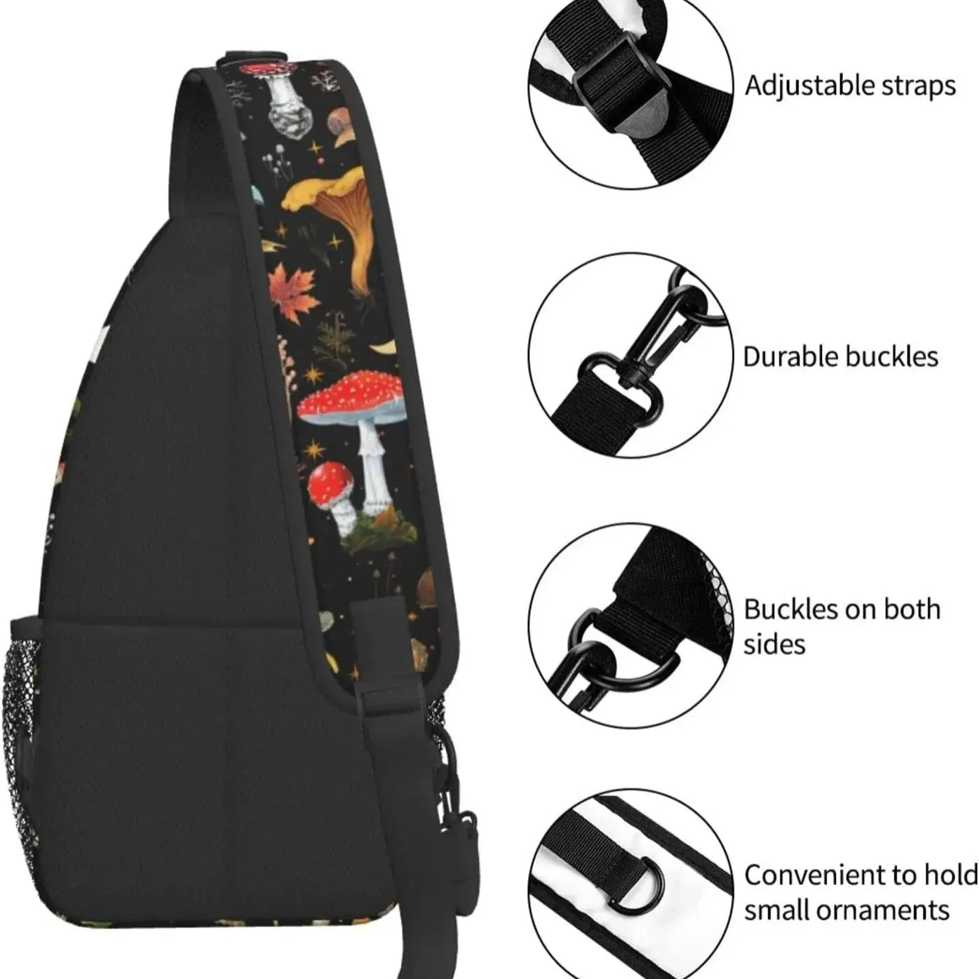 Via | Mushroom Pattern Sling Bag with Multiple Pockets