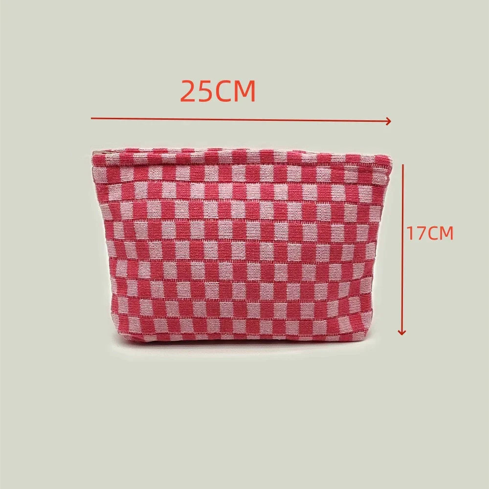 Ruthie | Checked Aesthetic Makeup Pouch