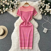 Adeline | Knitted Striped Beach Dress