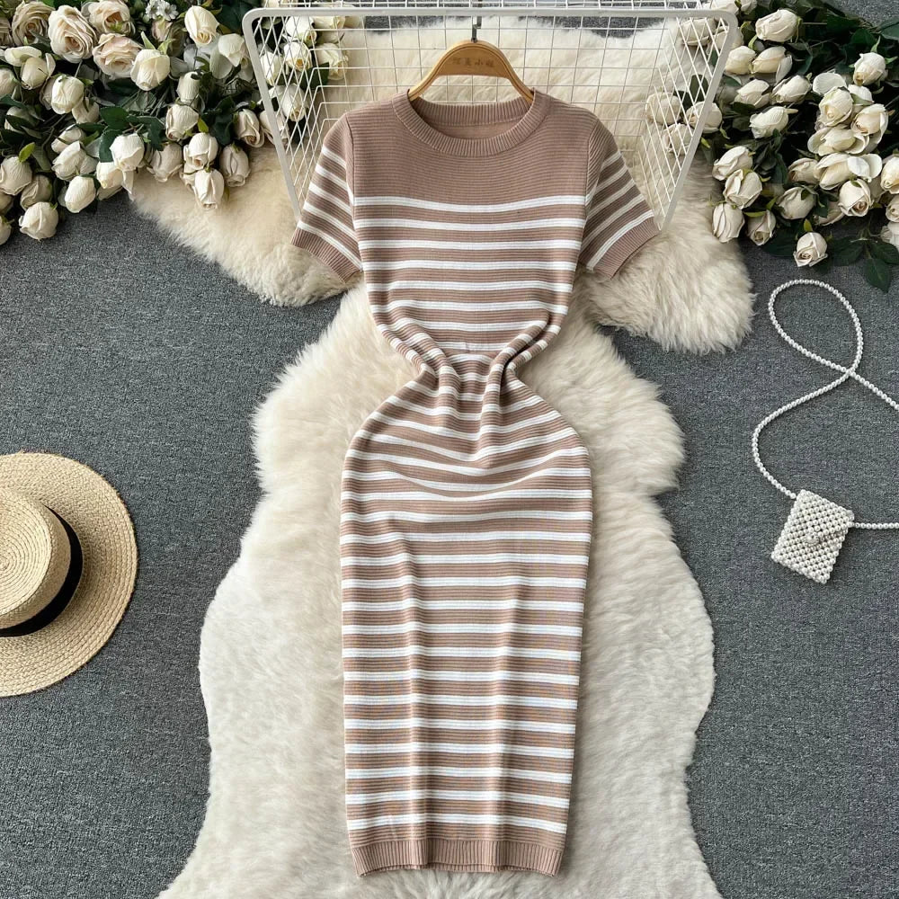 Adeline | Knitted Striped Beach Dress