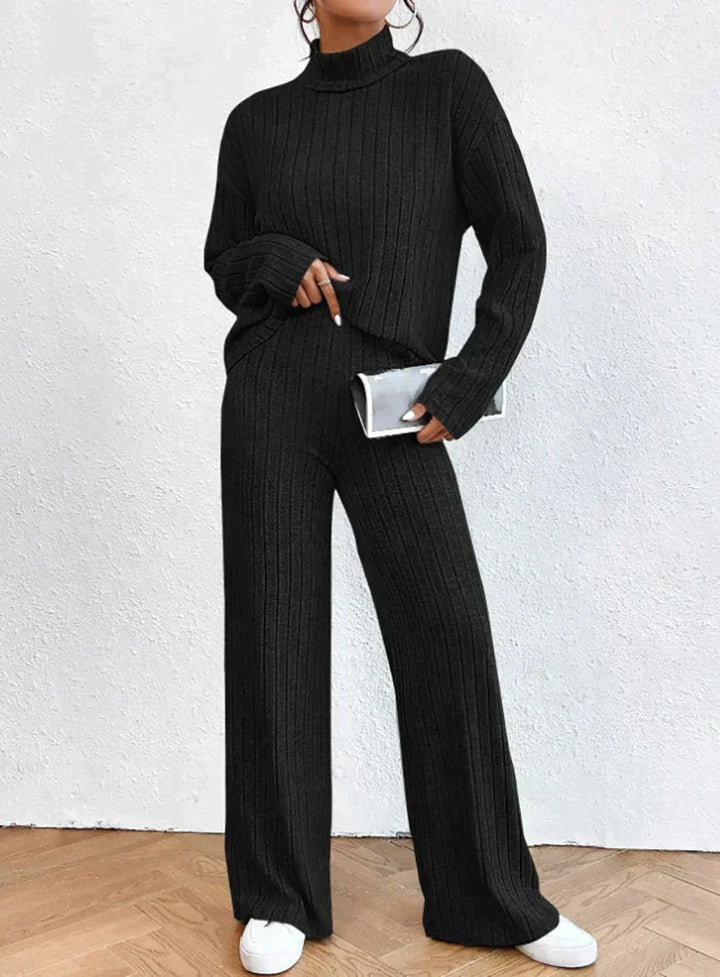 Knitted turtleneck and pants set for women - Shaira