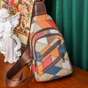 Nancy | Geometric Sling Bag with Multiple Zipper Pockets