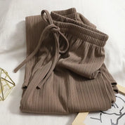 Allie| Vertical Stripe Drawstring Casual Trousers