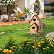 Elegant Metal Birdhouse with Pole for Garden Decoration – Durable and Weather-Resistant Bird House for Outdoor Spaces-6