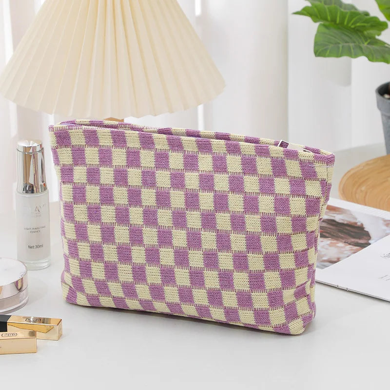 Ruthie | Checked Aesthetic Makeup Pouch