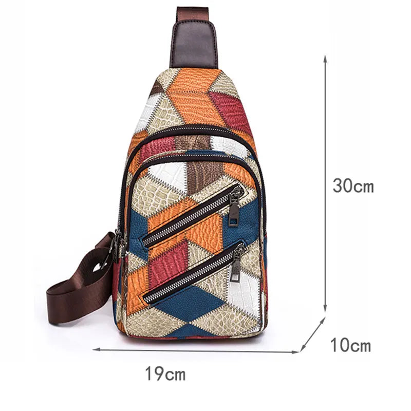 Nancy | Geometric Sling Bag with Multiple Zipper Pockets
