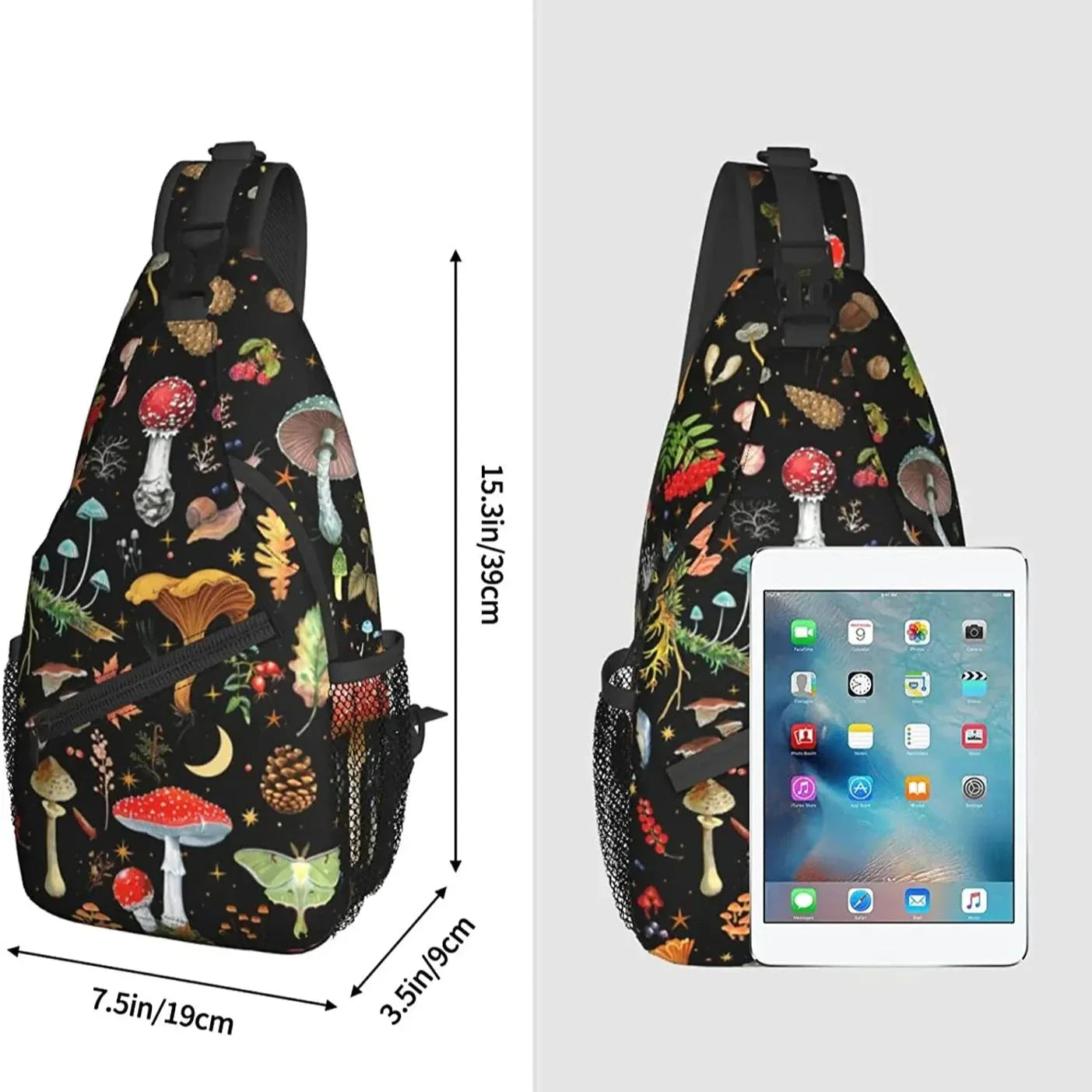 Via | Mushroom Pattern Sling Bag with Multiple Pockets