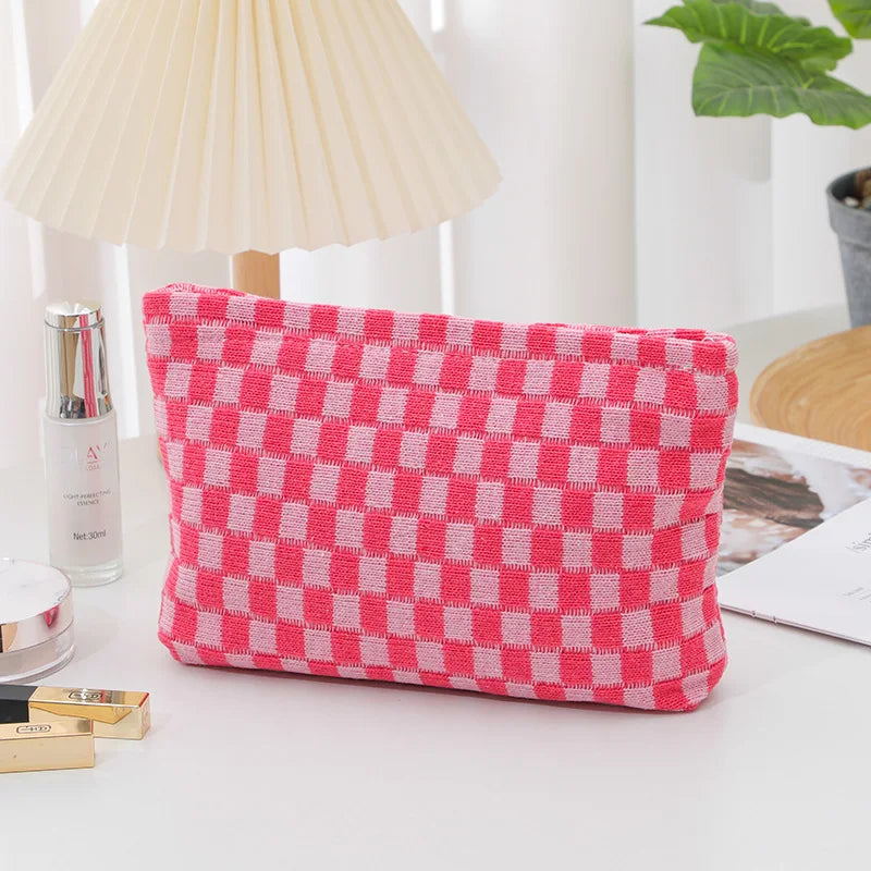 Ruthie | Checked Aesthetic Makeup Pouch