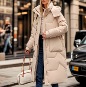 Stylish long waterproof puffer jacket - Jenie