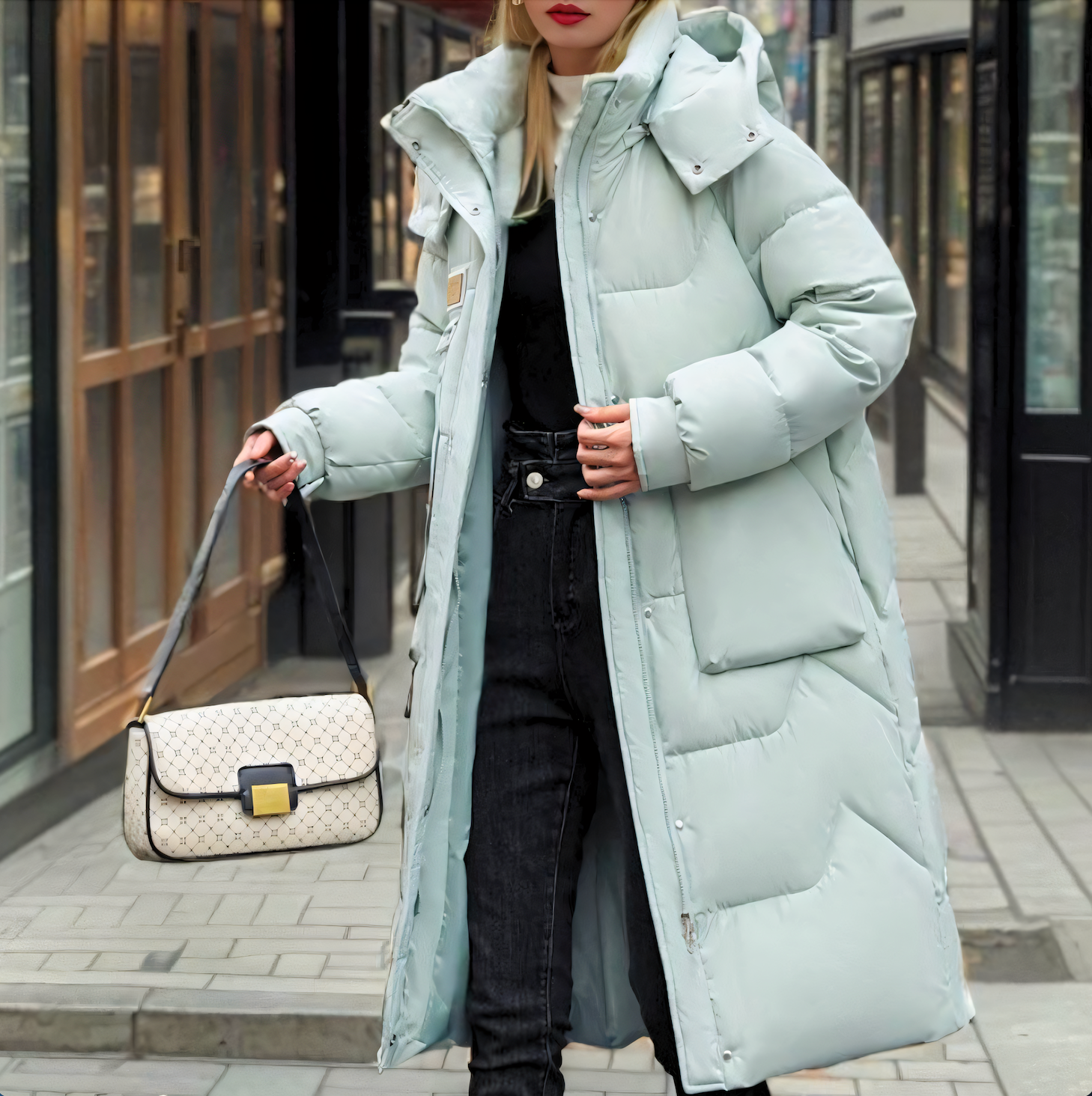 Stylish long waterproof puffer jacket - Jenie